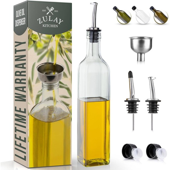 Olive Oil Dispenser Bottle with Spouts Funnel Caps Kitchen Oil Cruet-New in Box - Picture 1 of 5